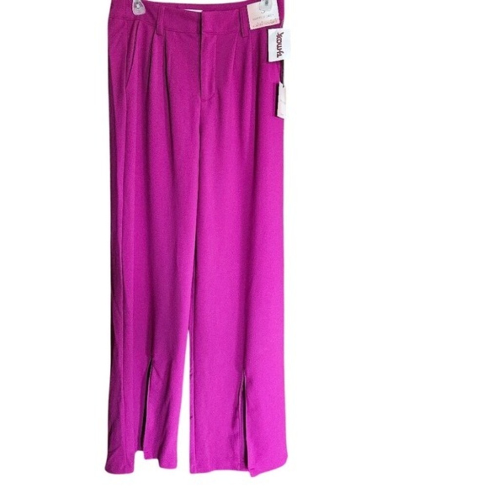 Happily Grey Purple Wide Leg Pants NWT 1 High Rise Pleated Trouser‎ Statement